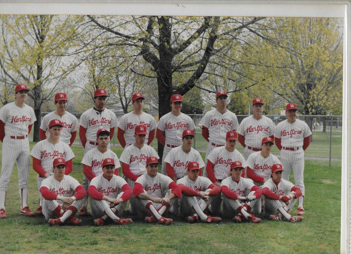 Jeff Bagwell can be found in the middle row, second from right, in this University of Hartford team photo.
