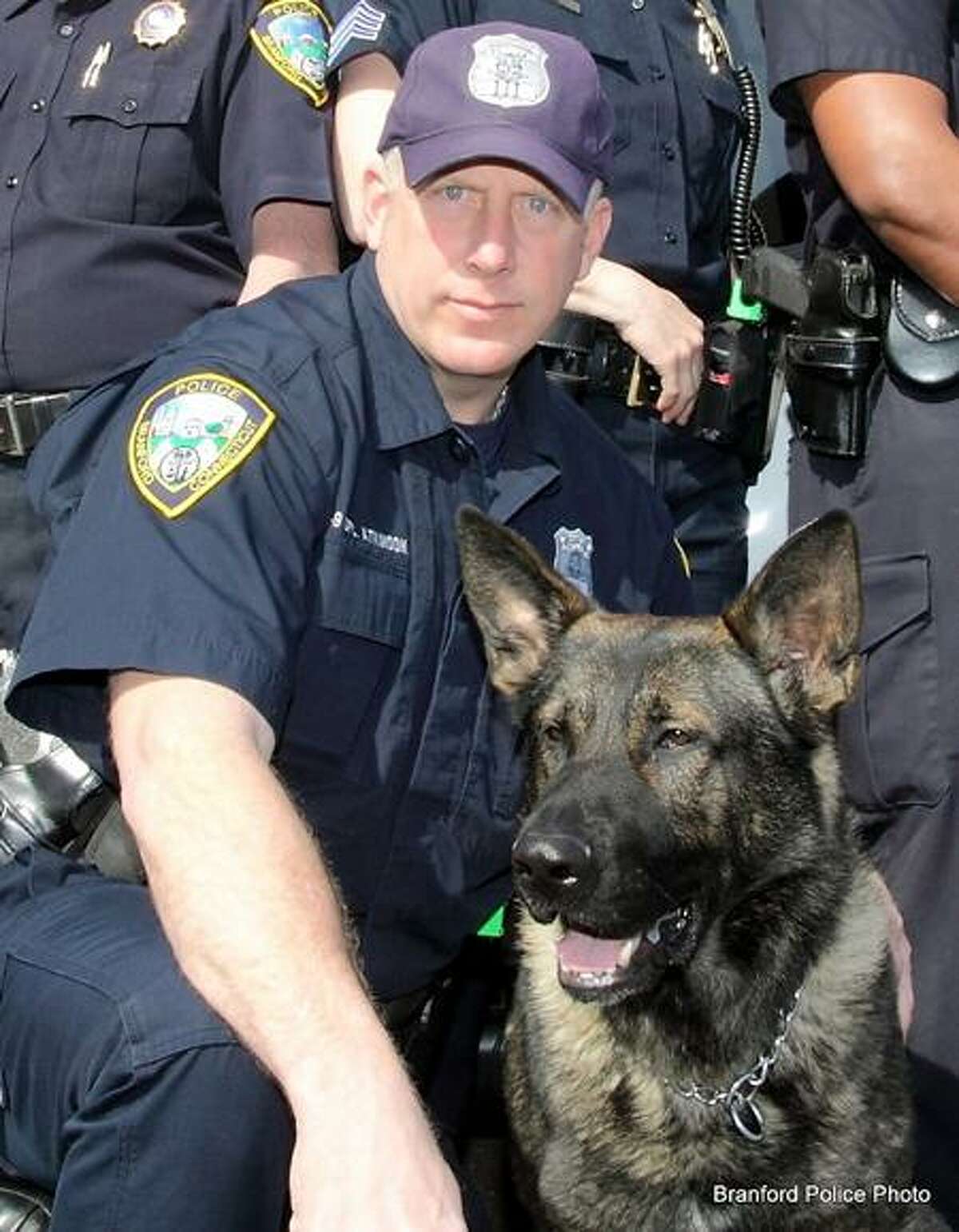 Police dog Neecko and handler, Officer David Atkinson.