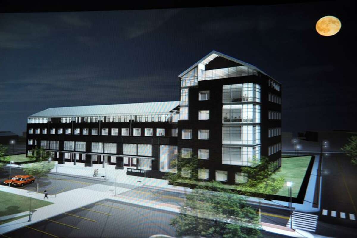 An artist rendering of a six-story high-rise at 105 Water St. in West Haven, which will house several dozen businesses, including Bilco Co. headquarters. (Contributed photo)