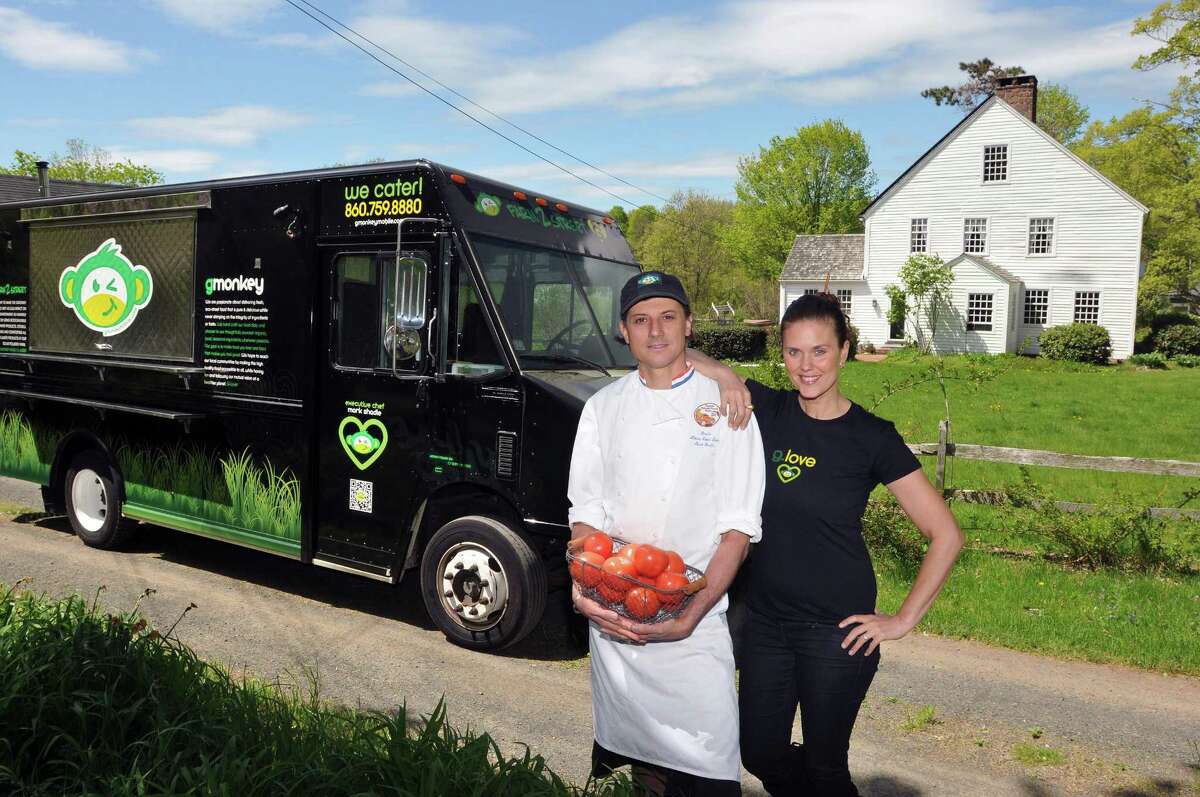 Mark and Ami Shadle, owners of Shadle Farms in Durham,operate the vegan food truck called G Monkey. (Photo by Peter Casolino/New Haven Register)