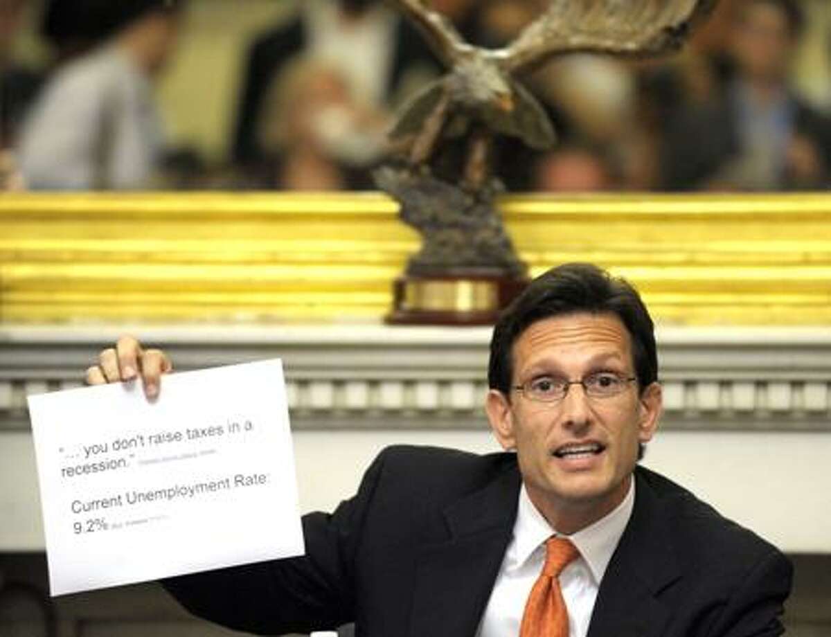 House Majority Leader Eric Cantor of Virginia speaks to reporters on Capitol Hill Monday as debt talks continued. Associated Press