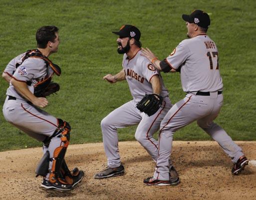 Tim Lincecum makes a play in the eighth inning as the San Francisco Giants  take game 5 to win the 2010 World Series over the Texas Rangers on Monday  Nov. 1, 2010