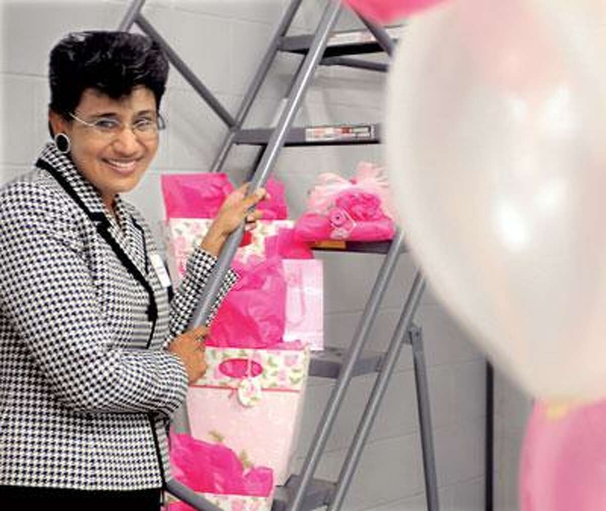 Dr. Anees B. Chagpar, the new director of the Yale Breast Center at Smilow Cancer Hospital at Yale-New Haven Hospital, was at BJ's Wholesale Club in Wallingford Wednesday for a breast cancer fundraiser. (Melanie Stengel/Register)