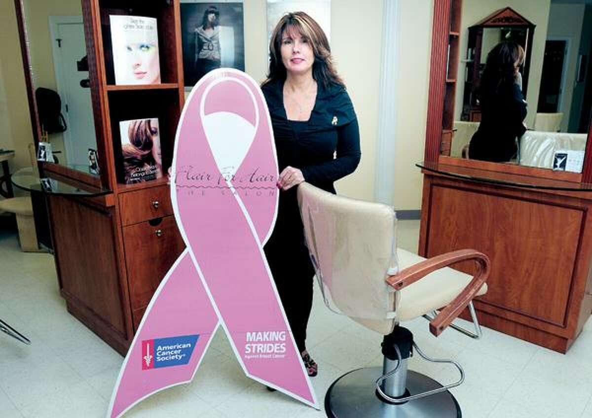 Arnold Gold/Register, Joyce-Lyn Altieri, owner of Flair for Hair in North Haven, is assembling a team for the Making Strides Against Breast Cancer walk Oct. 24 at Lighthouse Point Park in New Haven and will have a cut-a-thon in her salon Oct. 17.