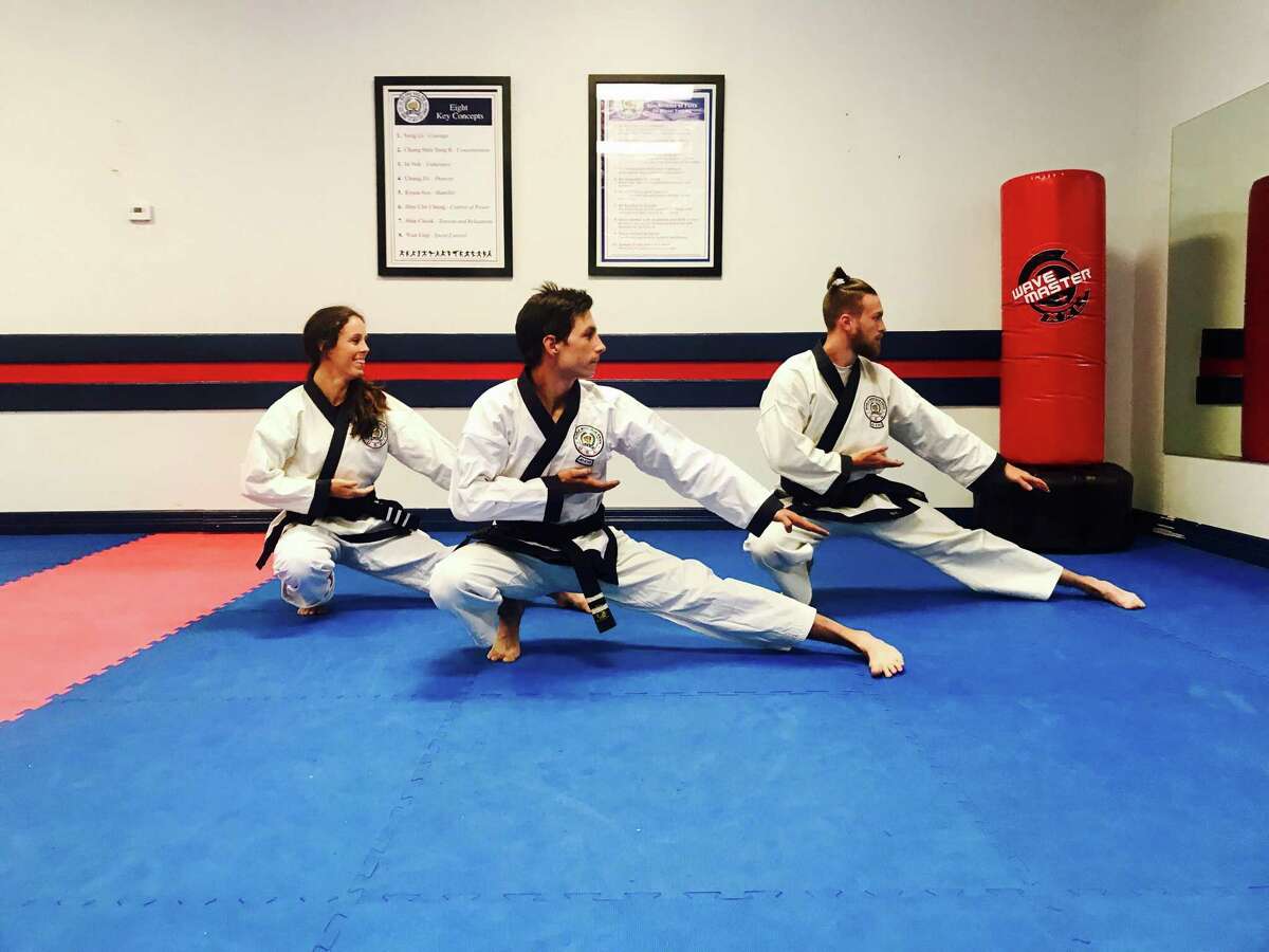 Raven Lupone and Zach McKay from Tomball and Caleb Underwood from Montgomery prepare for the Soo Bahk Do Moo Duk Kwan 2017 National Championship Tournament that will take place Aug. 10-12 at La Torretta Lake Resort on Lake Conroe.