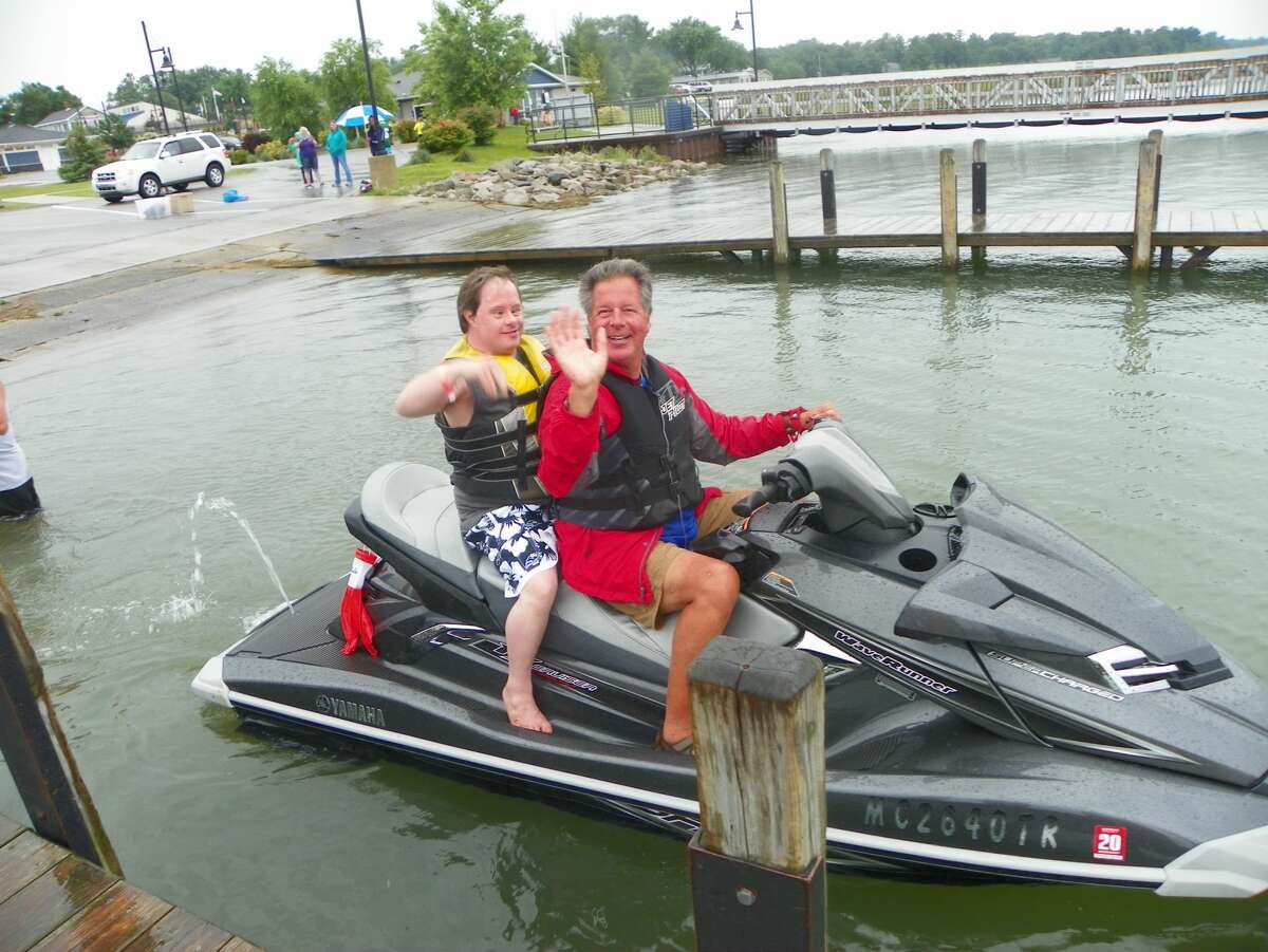 The Water Warriors, an organization that raises money for the Special Olympics of Michigan, rides jet skis from the Mackinac Bridge to the Lake Saint Clair area annually. They were in Port Austin this week.