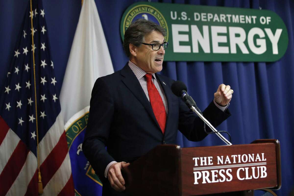 Energy Secretary Rick Perry speaks during a news conference 18 at the National Press Club in Washington. A recent article makes the case that Perry is not actively leading his agency and may not even know much of what it does.