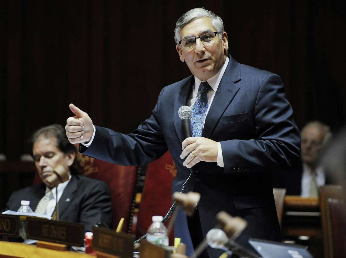 Then-Connecticut Senate Minority Leader Len Fasano, R-North Haven, addresses the senate during a special session on a plan to close a projected $350 million budget deficit in the current fiscal year, at the state Capitol, Tuesday, Dec. 8, 2015, in Hartford.