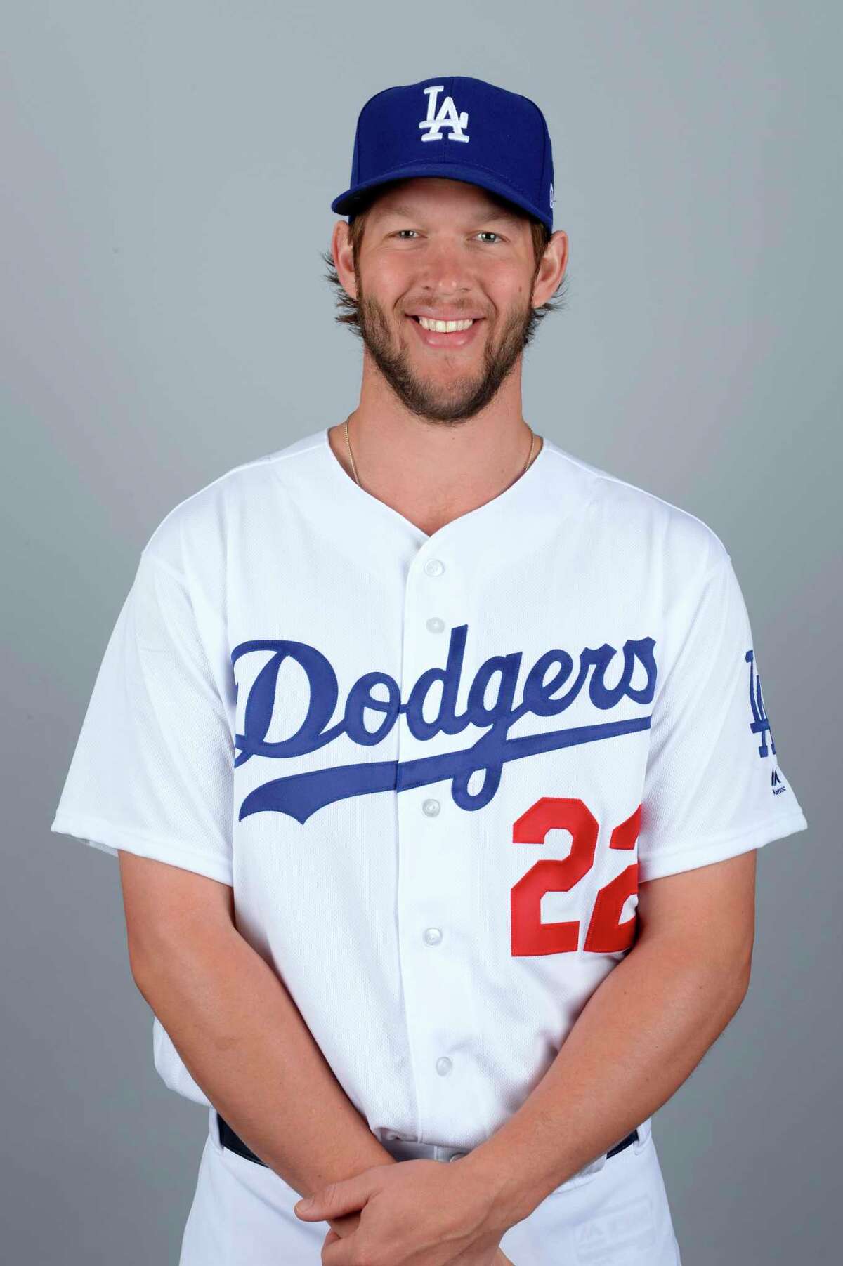 GLENDALE, AZ - FEBRUARY 24: Clayton Kershaw #22 of the Los Angeles Dodgers poses during Photo Day on Friday, February 24, 2017 at Camelback Ranch in Glendale, Arizona. (Photo by Ron Vesely/MLB Photos via Getty Images) *** Local Caption *** Clayton Kershaw