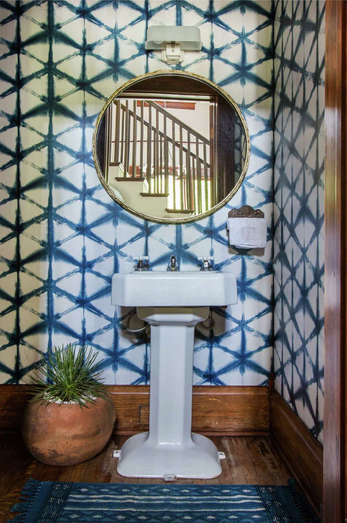 The powder room in the home of Aimee Woodall and Tyler Crabtree.