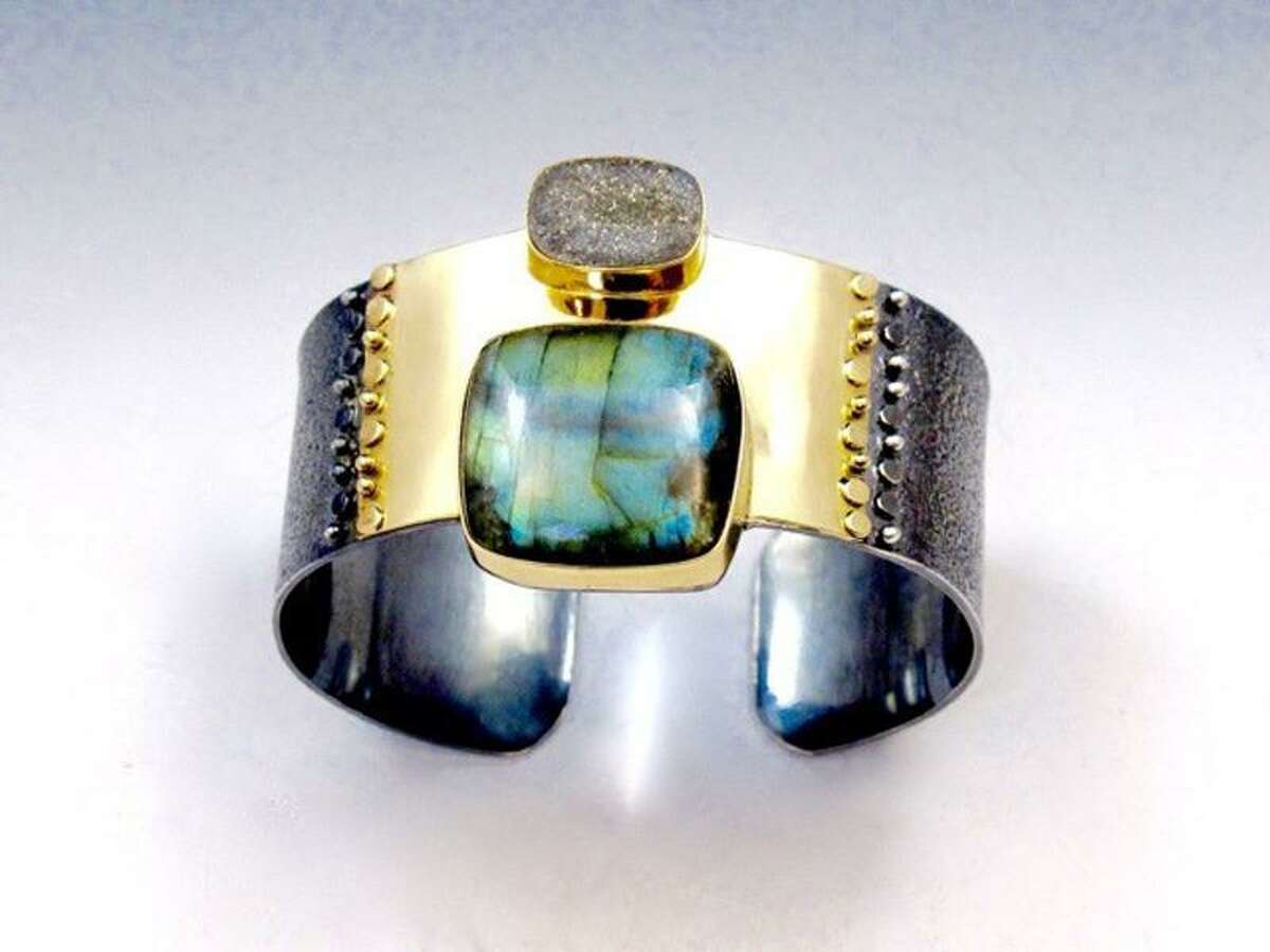 Deborah Armstrong creates jewelry pieces, like this cuff, using semiprecious stones and minerals.