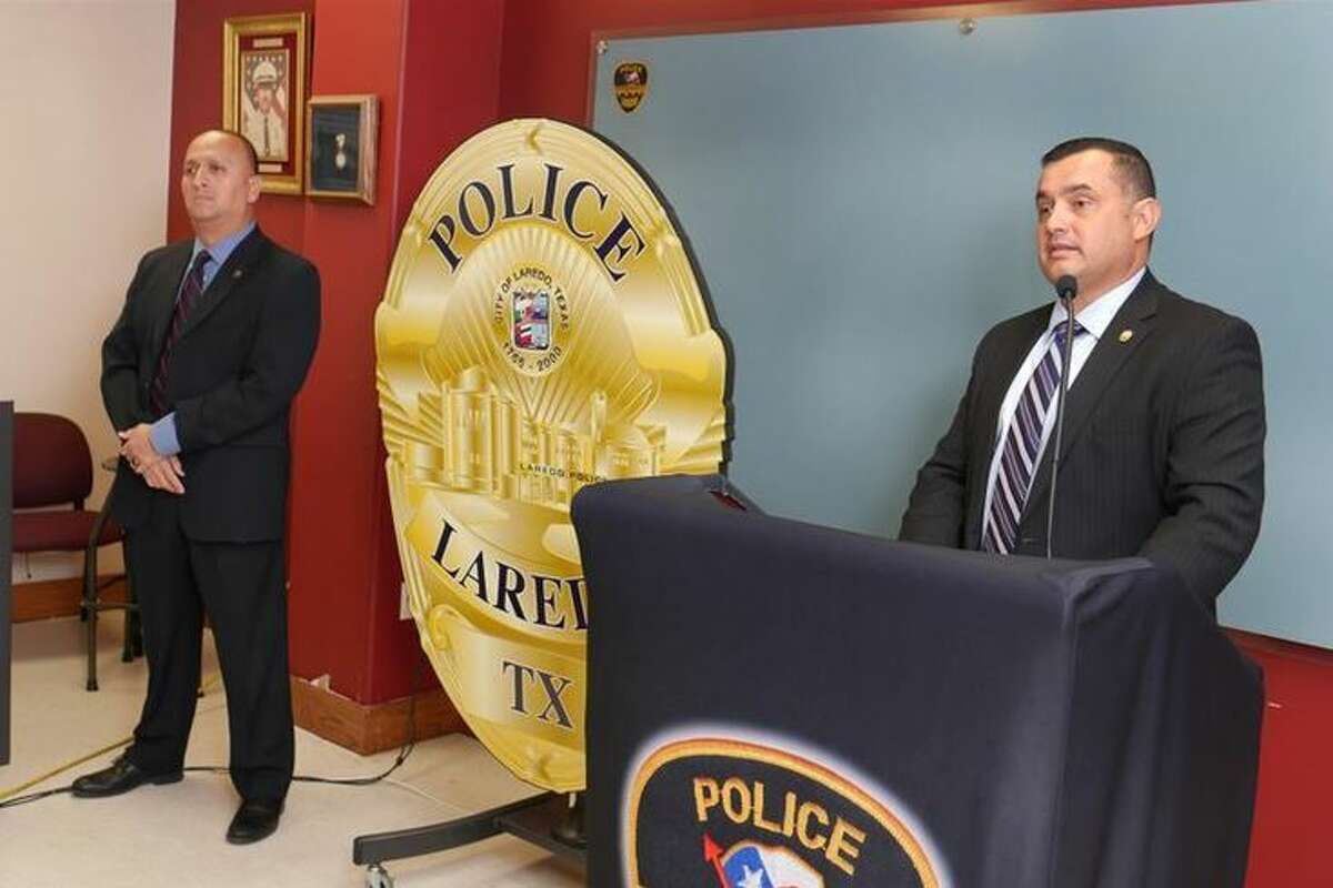 Laredo Police Department Chief Claudio Treviño Jr. addressed members of the media Monday at the Laredo Police Department where he participated in a news conference to identify the victim and suspect in last week's murder. Pictured with Chief Treviño is LPD Spokesman Joe Baeza.