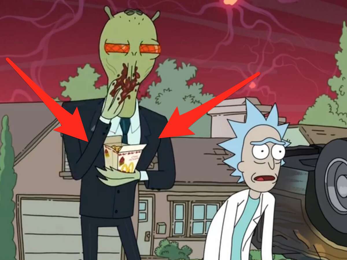 An episode of "Rick and Morty" ended with a plea for McDonald's to bring back its Szechuan McNugget sauce, which a character can be seen eating here.
