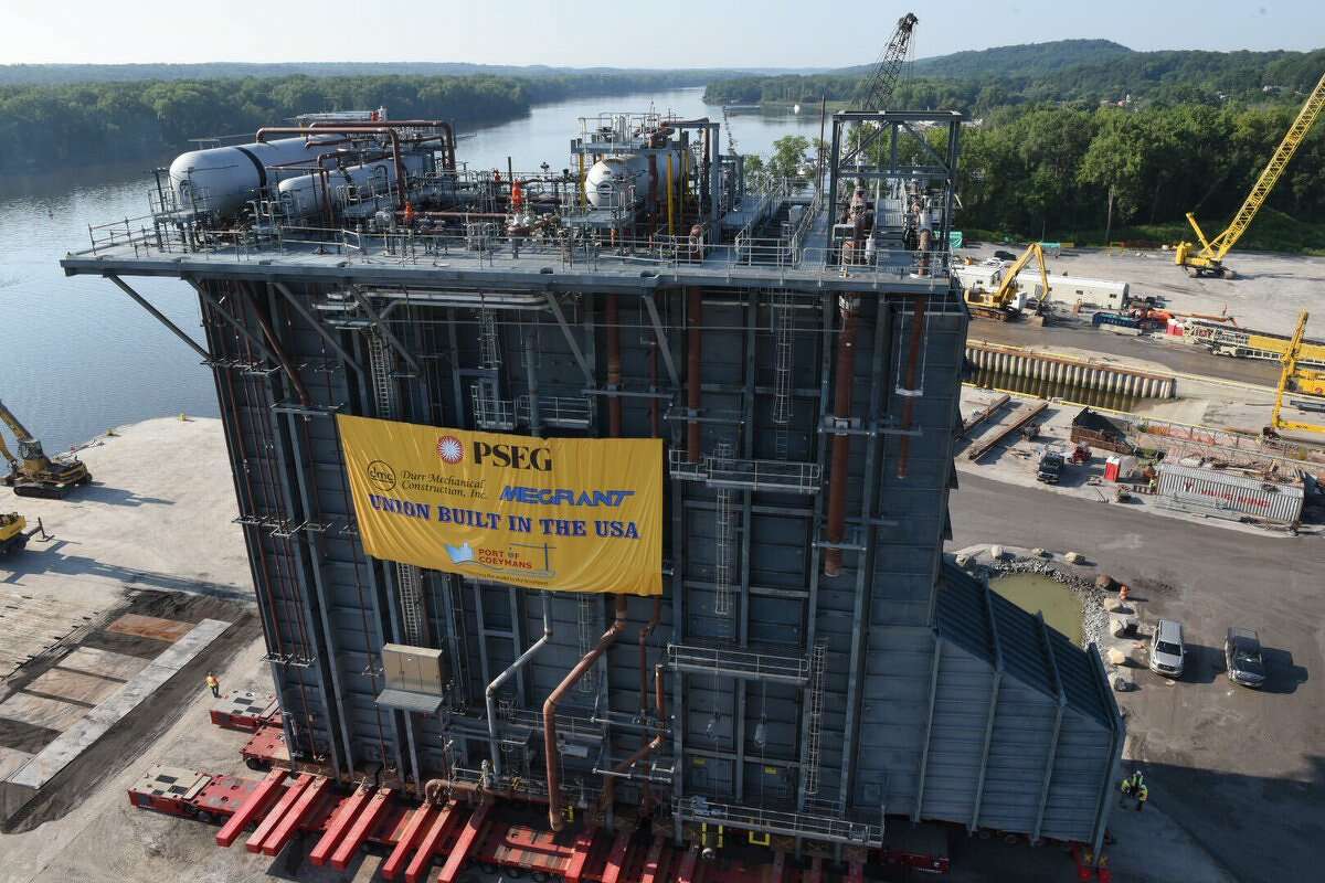 This giant heat recovery steam generator built at the Port of Coeymans is to be shipped down the Hudson on Aug. 7, 2017.