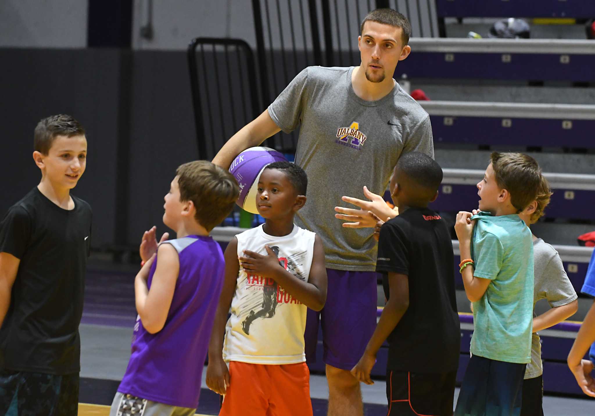 UAlbany's Brown, Cremo teach basketball skills at summer camp