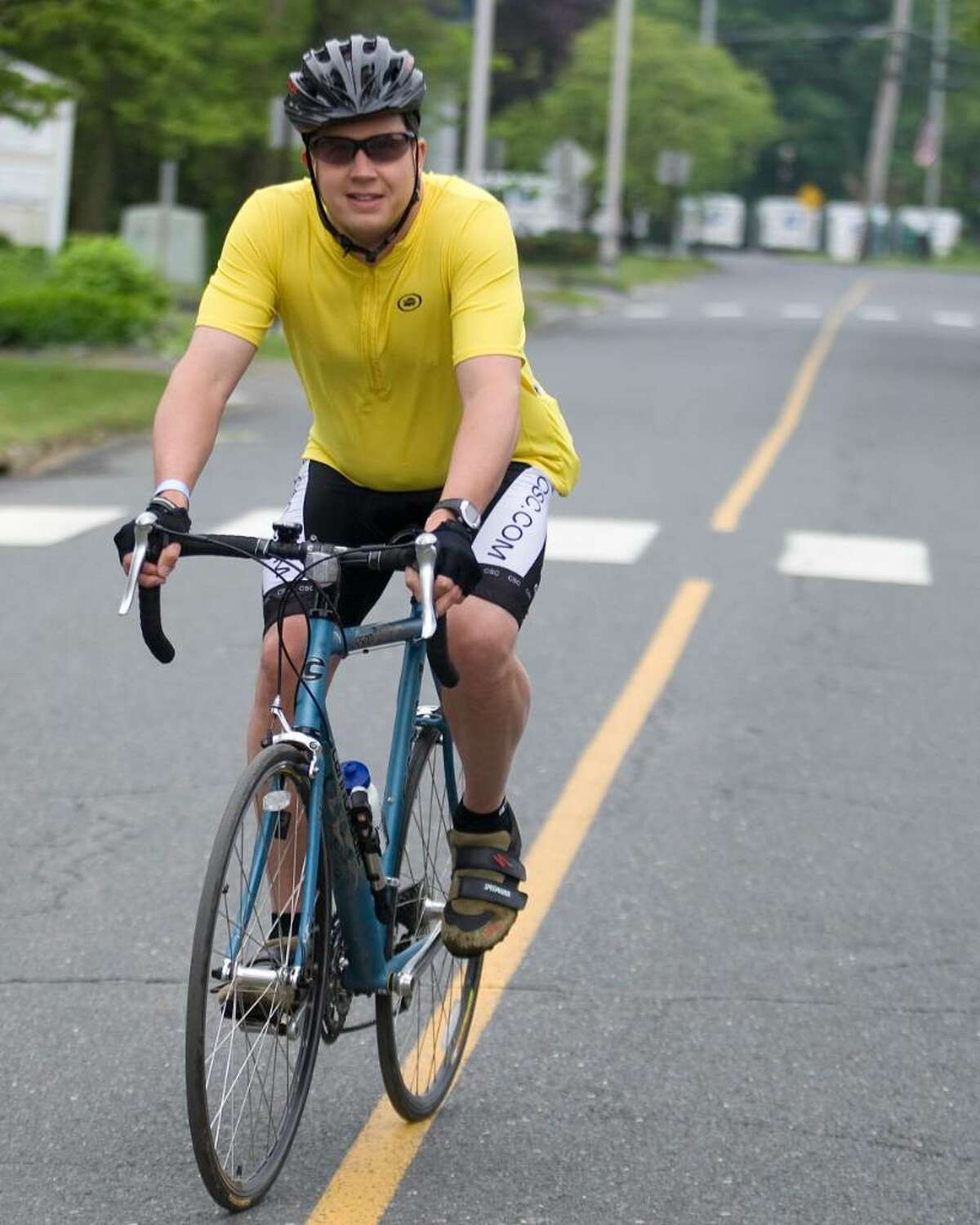 New Fairfield resident Marty Boardman takes off on a 51 mile ride during the 18th annual Cyclefest held by the Hat City Cyclists which started and ended in Bethel Sunday.