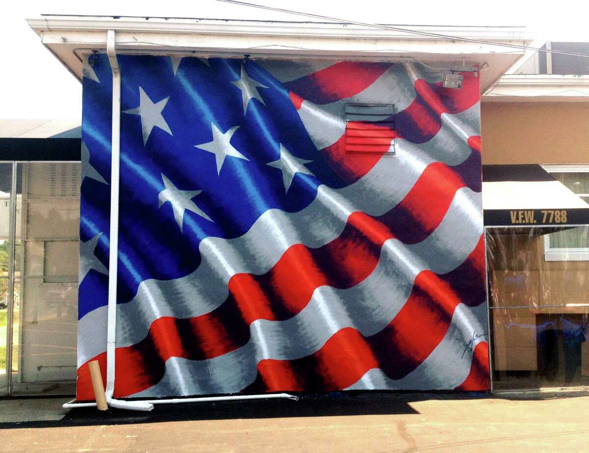 PHOTOS: Artist Scott LoBaido's American Flag painting at Milford's VFW