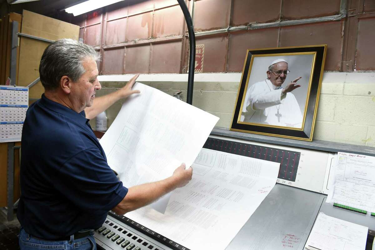 The Knights of Columbus printing plant in New Haven, Connecticut, prints some of the 350,000 Papal Mass programs on 9/16/2015 that will be used at the closing of the World Meeting of Families in Philadelphia on 9/27/2015. Photo by Arnold Gold/New Haven Register agold@newhavenregister.com