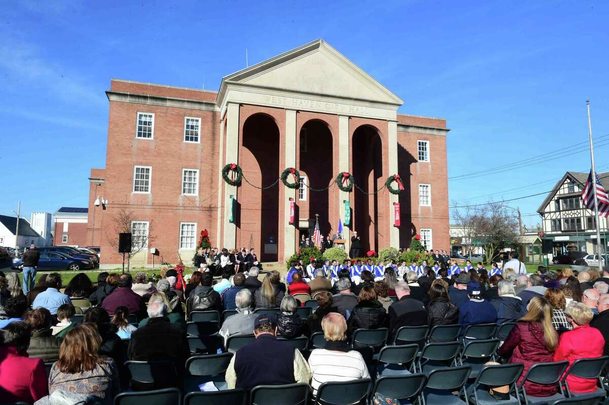 (Peter Hvizdak - New Haven Register) Inauguration of West Haven Mayor Edward M. O'Brien Sunday, December 6, 2015 in front of West Haven City Hall.