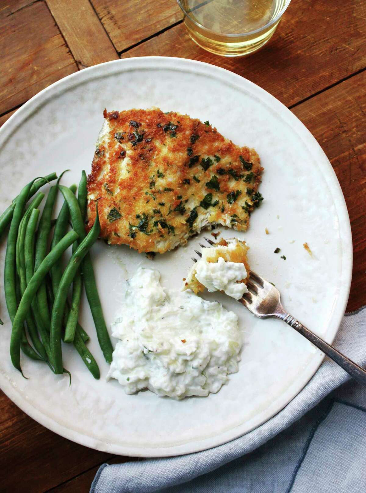 Recipe Dress up pankocrusted fish with tzatziki