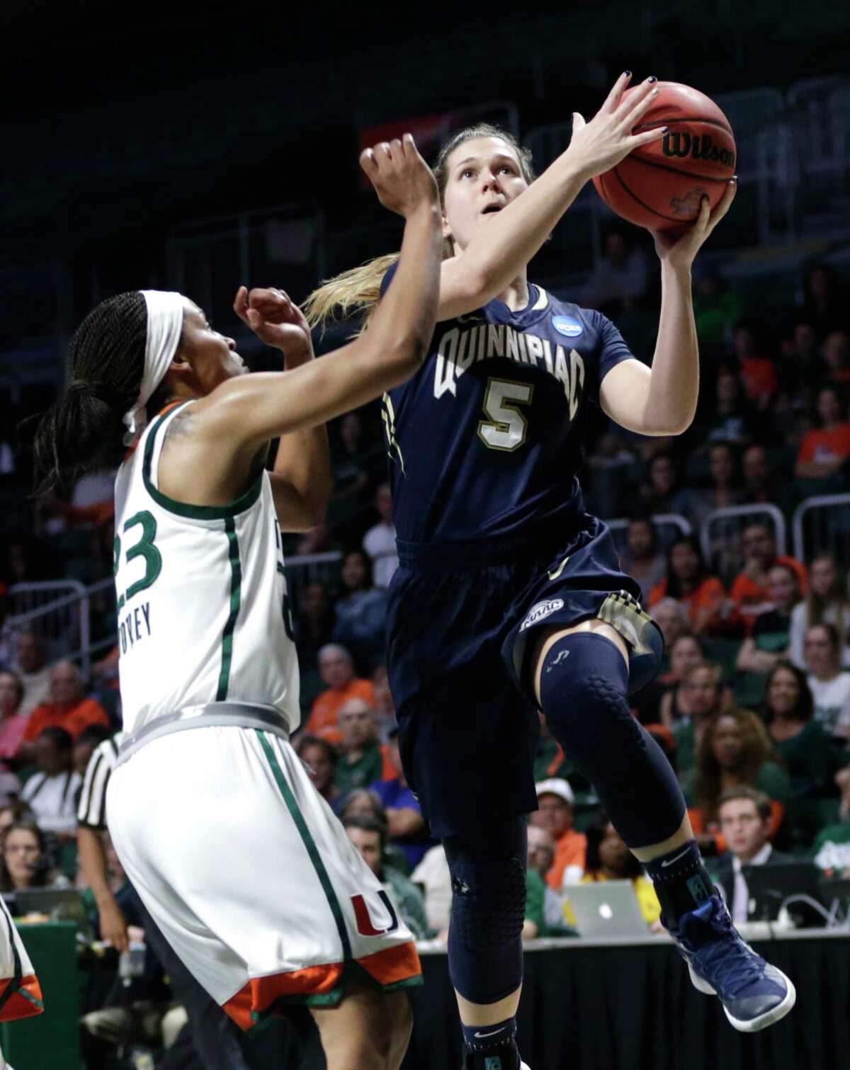 Photos Quinnipiac women upset Miami, advance to Sweet Sixteen