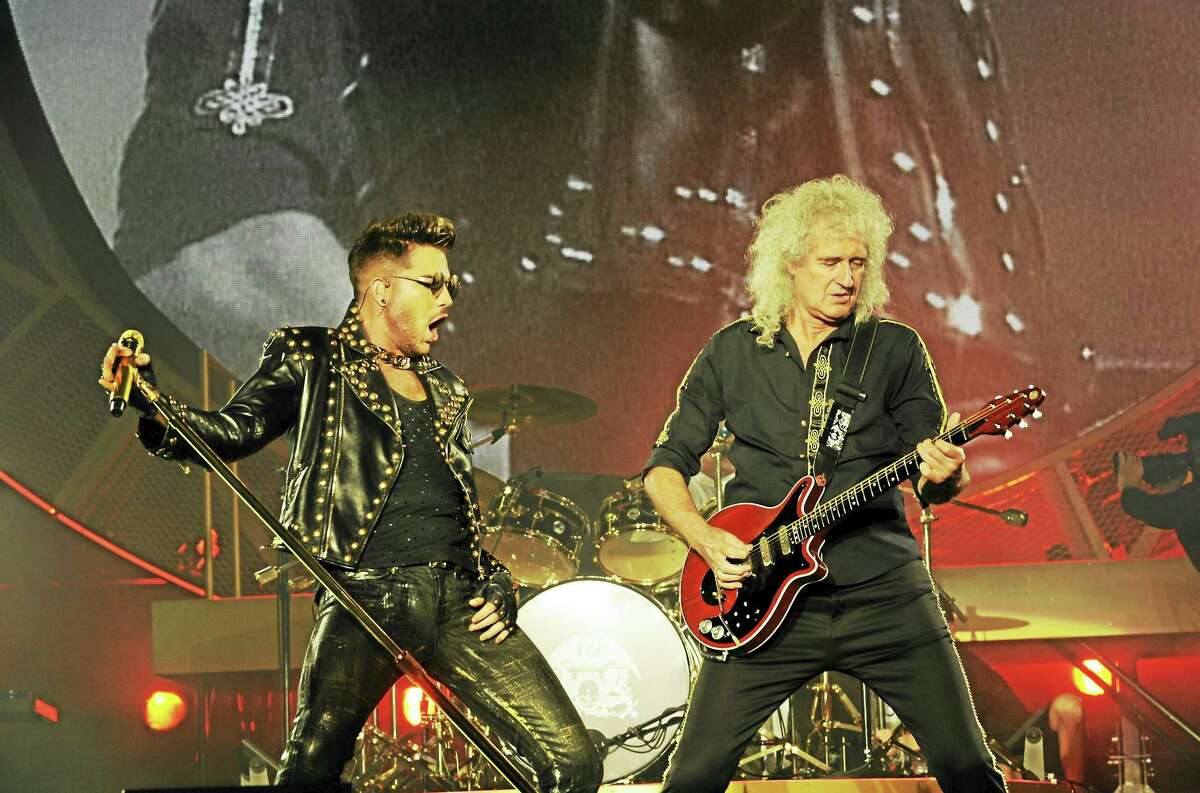 Adam Lambert and Brian May in concert.
