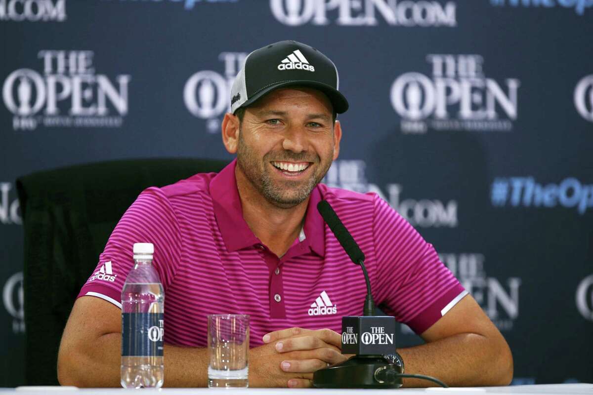 Sergio Garcia talks during a press conference at Royal Birkdale in Southport, England, on Monday.