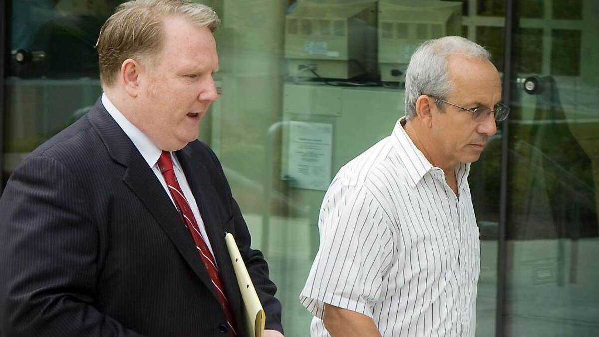 James Santorella leaves State Superior Court in Stamford with his attorney Stephen Seeger in Stamford, Conn. on Wednesday June 16, 2010.