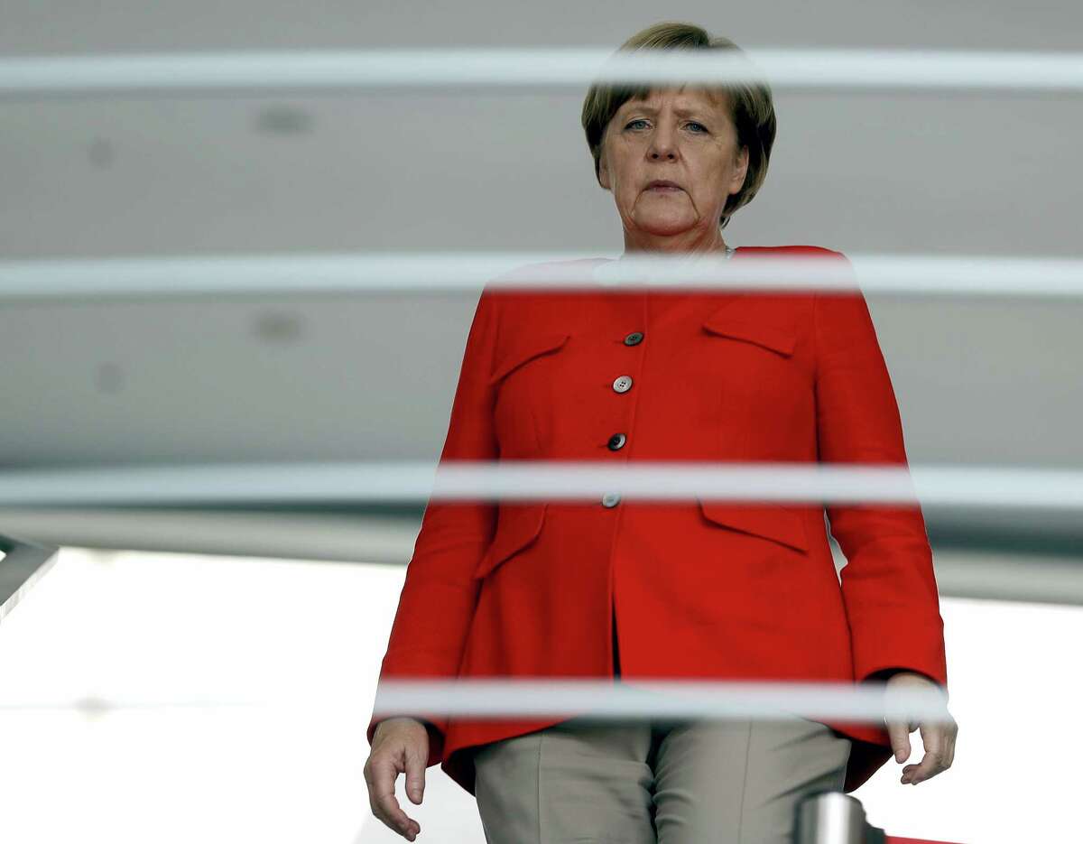 German Chancellor Angela Merkel arrives for a reception for the round table ‘Women in Culture and Media’ at the chancellery in Berlin, Germany, Monday, July 17, 2017. Merkel celebrated her 63rd birthday July 17.