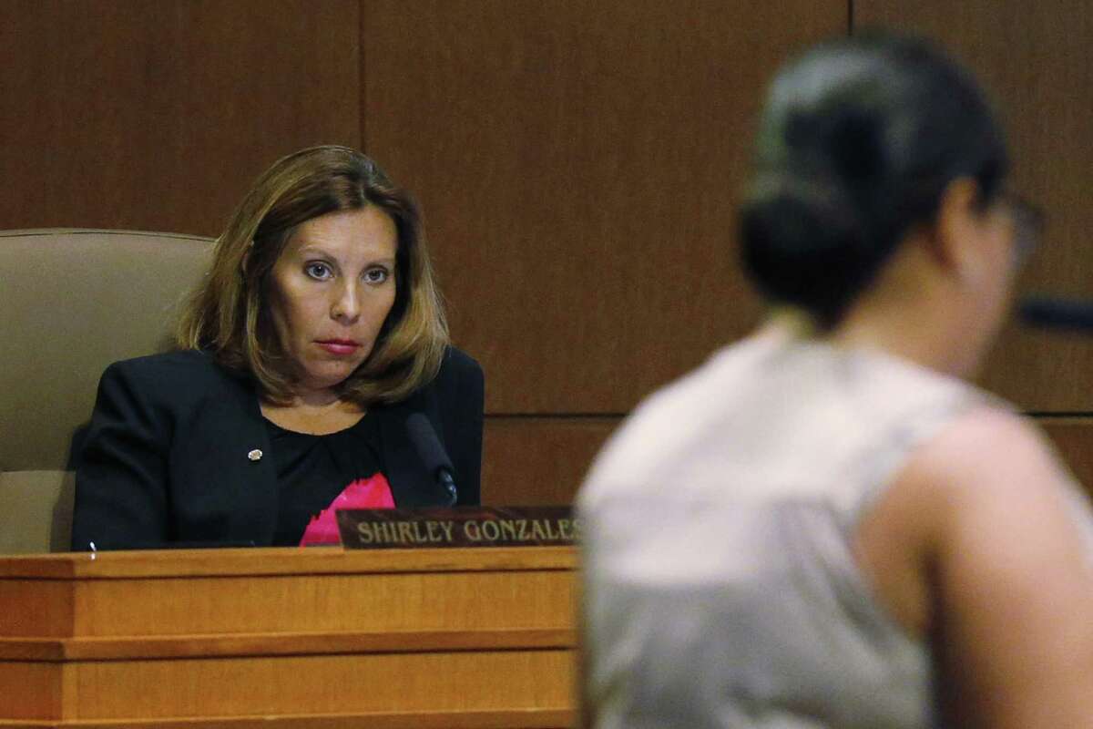 District 5 Councilmember Shirley Gonzales, shown in this Aug. 2 photo, went into labor Thursday morning. City officials cited her absence as a reason to delay the vote on the San Antonio Water System’s rate increases. They later said the delay was needed to give the council more time to study them.