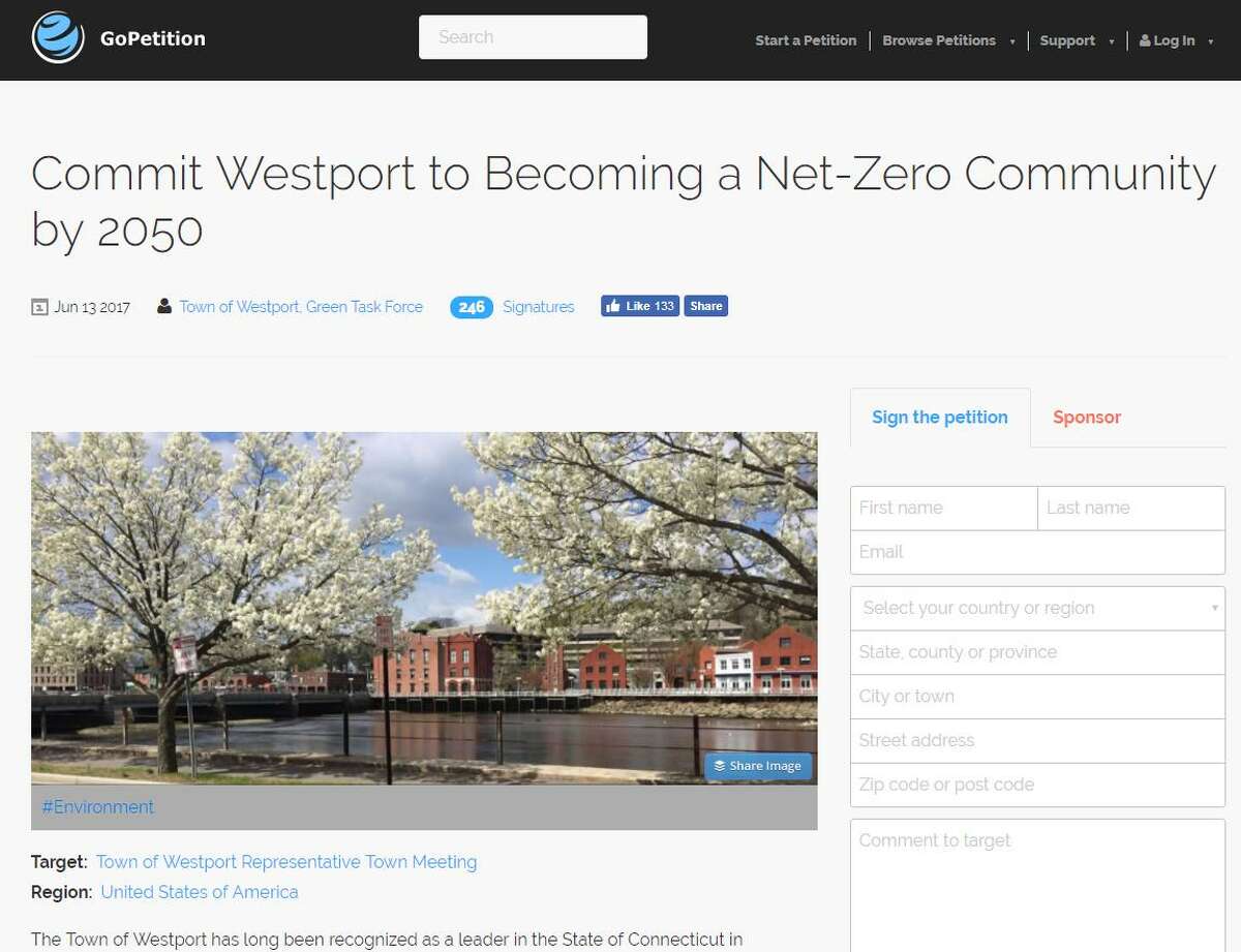 Westport is aiming to have zero impact on the enviroment by 2050. A pettion has been set up online for residents to sign.