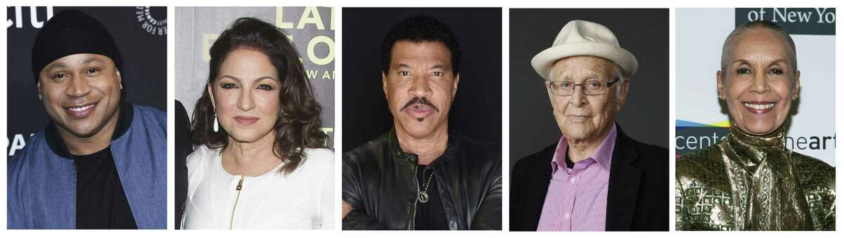 This combination photo shows, from left, musicians LL Cool J, Gloria Estefan, Lionel Richie, TV producer Norman Lear and dancer Carmen de Lavallade who were named as recipients of the 2017 Kennedy Center Honors. The honorees will be celebrated at a gala on Dec. 3, featuring performances and tributes from top entertainers and attended by President Donald Trump and first lady Melania Trump. The show will be broadcast on Dec. 26 on CBS. (AP Photo/File)