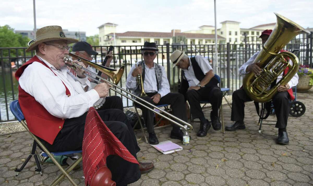 Trombonist Peter Ballance performs with the Hedge Fund Rascals during the Dixieland Jazz on the Sound concert at the Island Beach Ferry dock in Greenwich last year. The next Dixieland Jazz concert will be Sunday, Aug. 13.