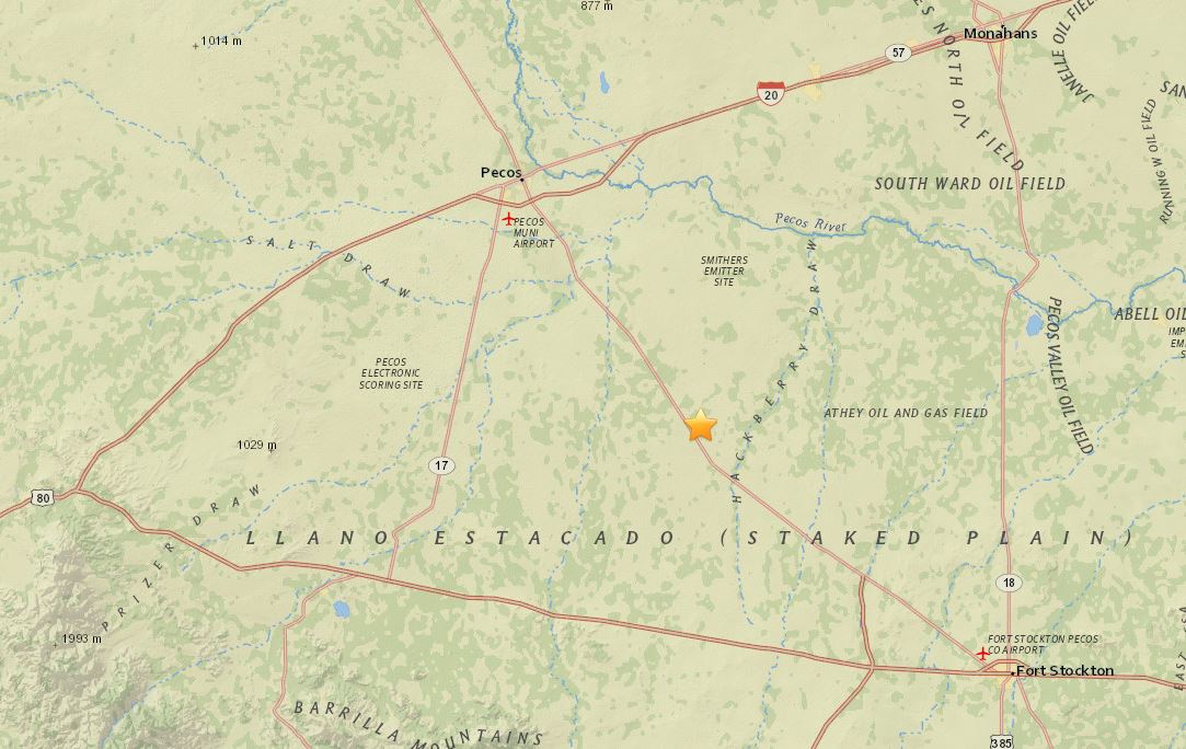 Earthquake reported near Pecos