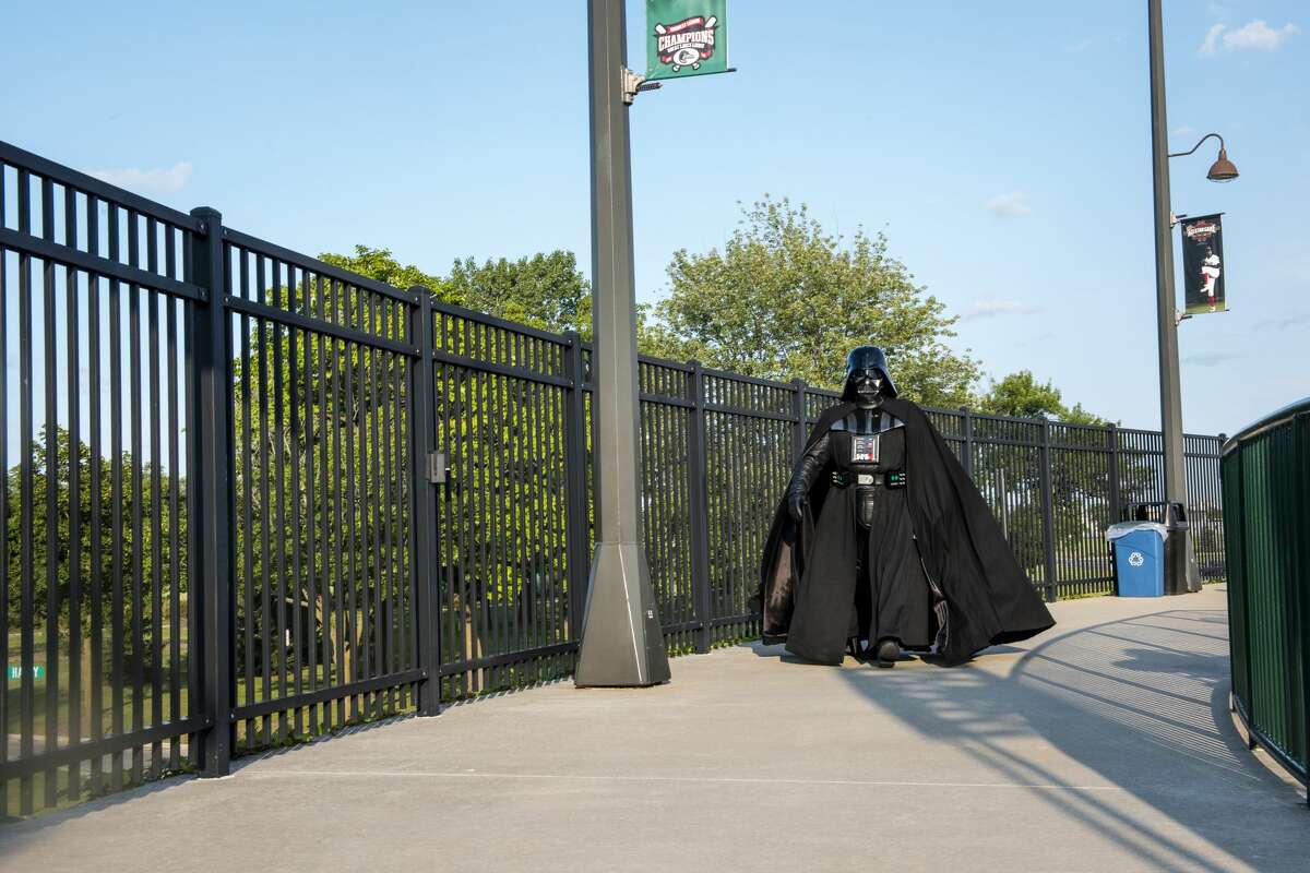 Darth Vader made an appearance during Star Wars night at Dow Diamond on Saturday. More than 6,000 fans filled the stands to see the Great Lakes Loons take on the Fort Wayne Tincaps, along with special appearances from Star Wars characters.