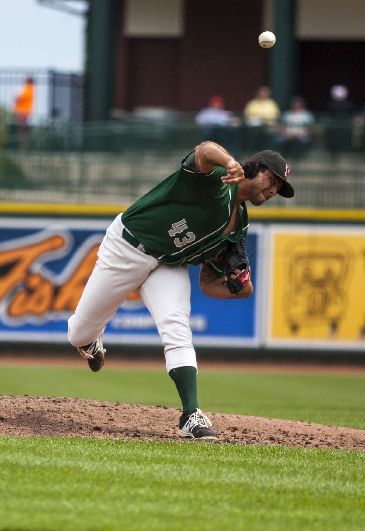 The Loons' Chris Mathewson pitches during the Great Lakes Loons vs. the Fort Wayne TinCaps game at Dow Diamond on Sunday, August 6, 2017.