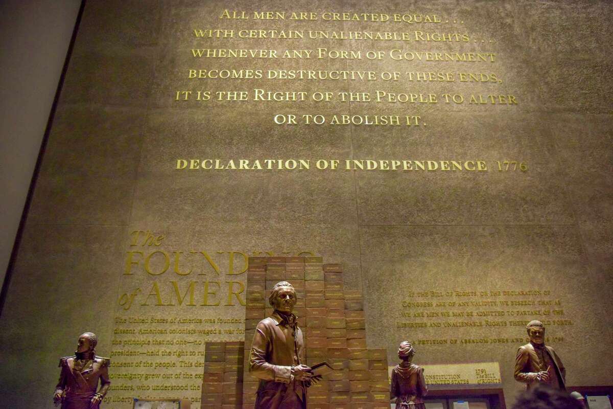 The display at the National Museum of African American History and Culture devoted to Thomas Jefferson and the enslaved people he owned. MUST CREDIT: Washington Post photo by Jahi Chikwendiu