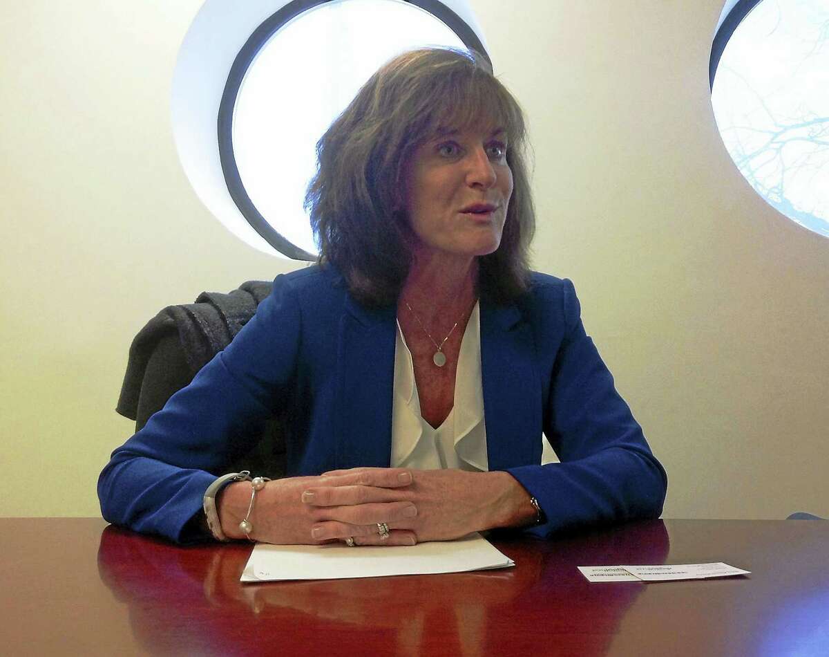 Colleen M. Murphy, executive director of the Connecticut Freedom of Information Commission, speaks to the Register Editorial Board about the state budget.
