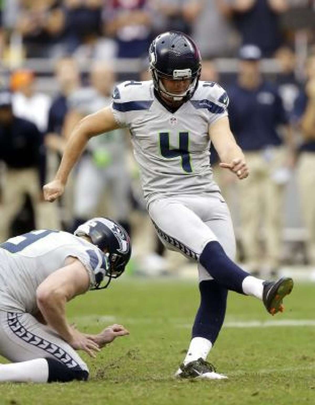 eattle Seahawks' Steven Hauschka (4) has found a home in Seattle after bouncing between jobs and around the NFL.
