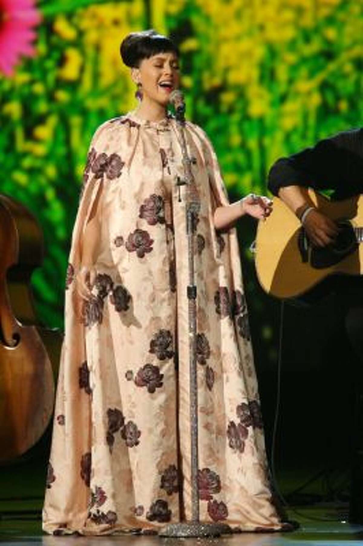 Katy Perry performs at the night that changed America: a Grammy salute to the Beatles, on Monday, Jan. 27, 2014, in Los Angeles.