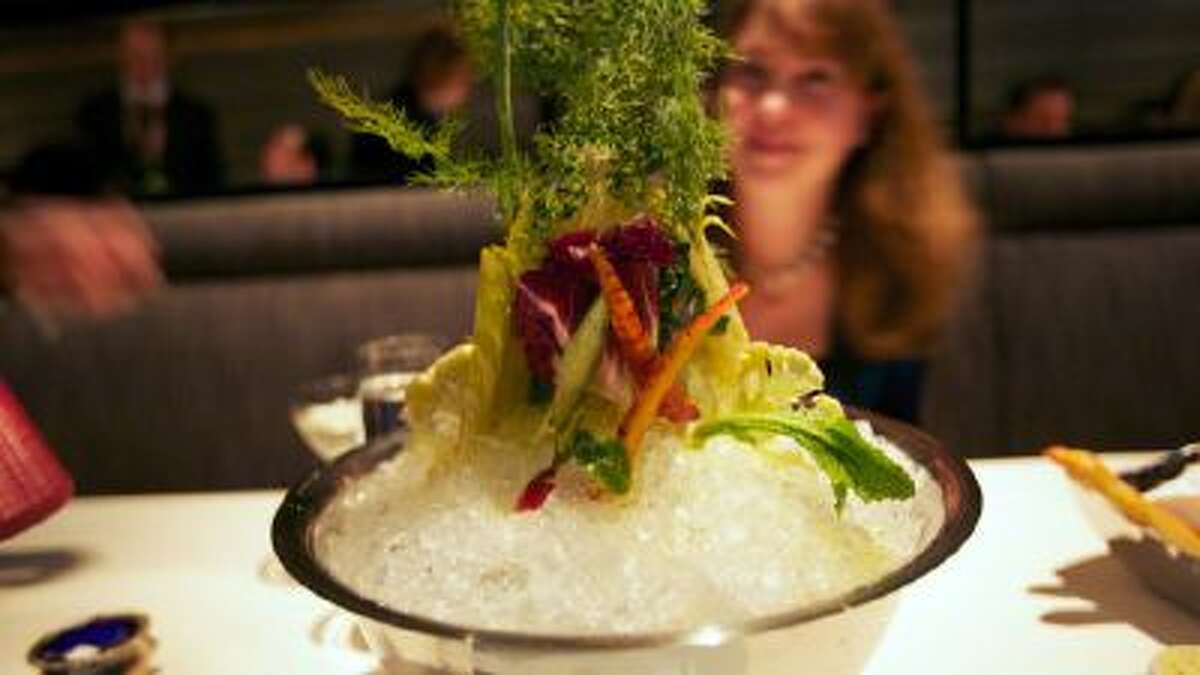 Crudites, served in the style of a raw shellfish course, at Next restaurant in Chicago.