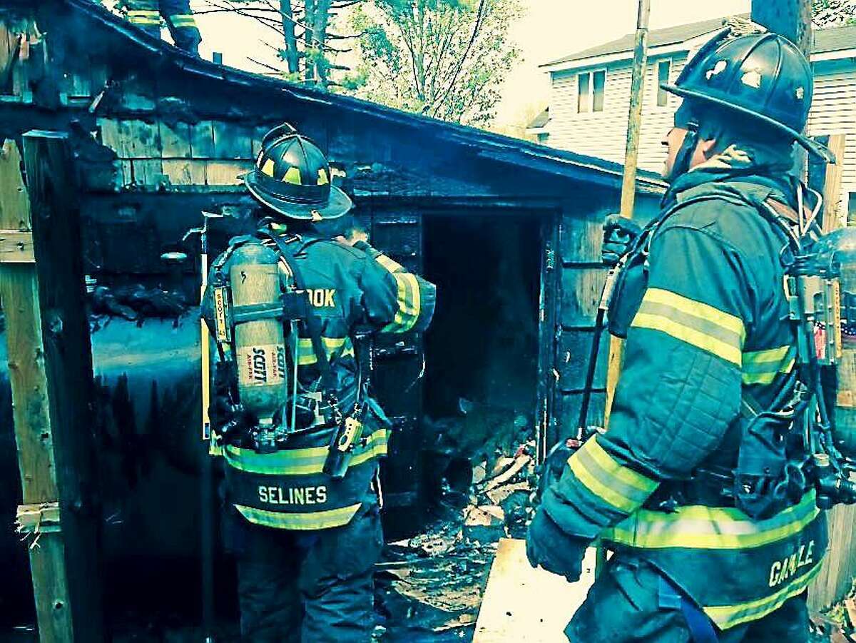(Photo courtesy of the Old Saybrook Fire Department) Two people were displaced from their home on Hill Street in Old Saybrook after a fire Monday afternoon. No one was injured in the incident.