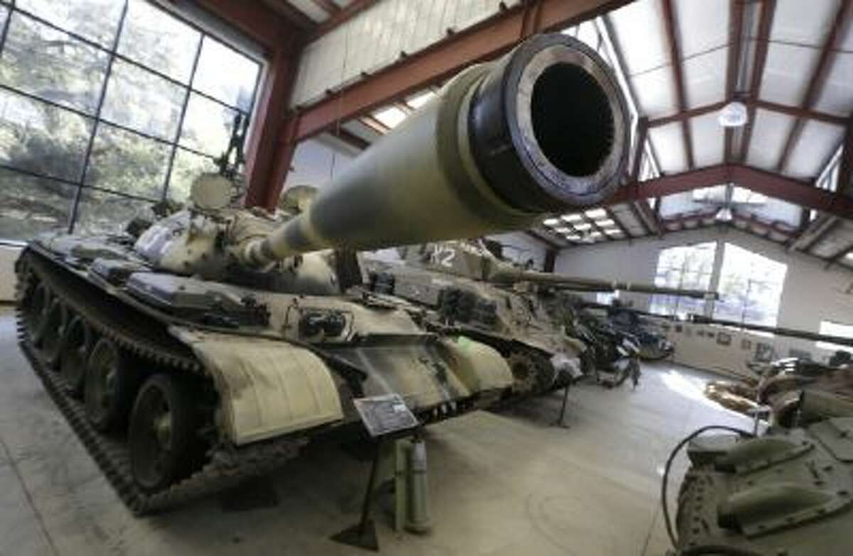 This Wednesday, Nov. 6, 2013 photo shows a Main Battle Tank from Russia displayed with other tanks at the Military Vehicle Technology Foundation in Portola Valley, Calif., Wednesday, Nov. 6, 2013.