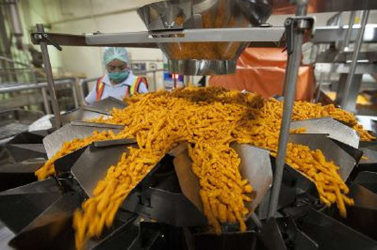 Sabritas Cheeto snacks, seen Aug. 14, 2012, are made at a plant in Mexico City's Azcapotzalco area.