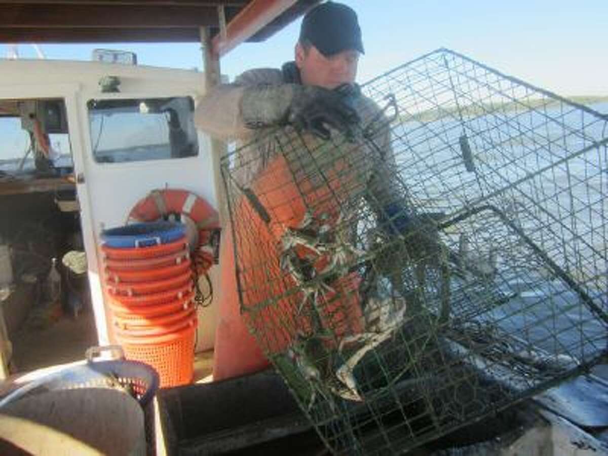 Waterman John Van Alstine empties one of his crab pots on the Chesapeake Bay in Maryland in September. Van Alstine participates in the Watermen Heritage Tours program, which allows the public to experience the daily life of a waterman.