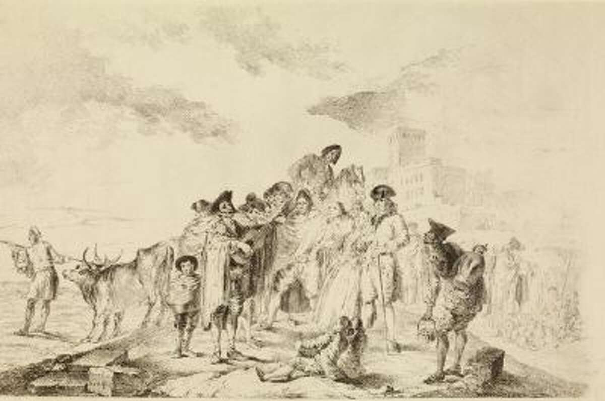 This image provided by the New Mexico Museum of Art shows Francisco de Goya's drawing "The blind guitarist," 1788.