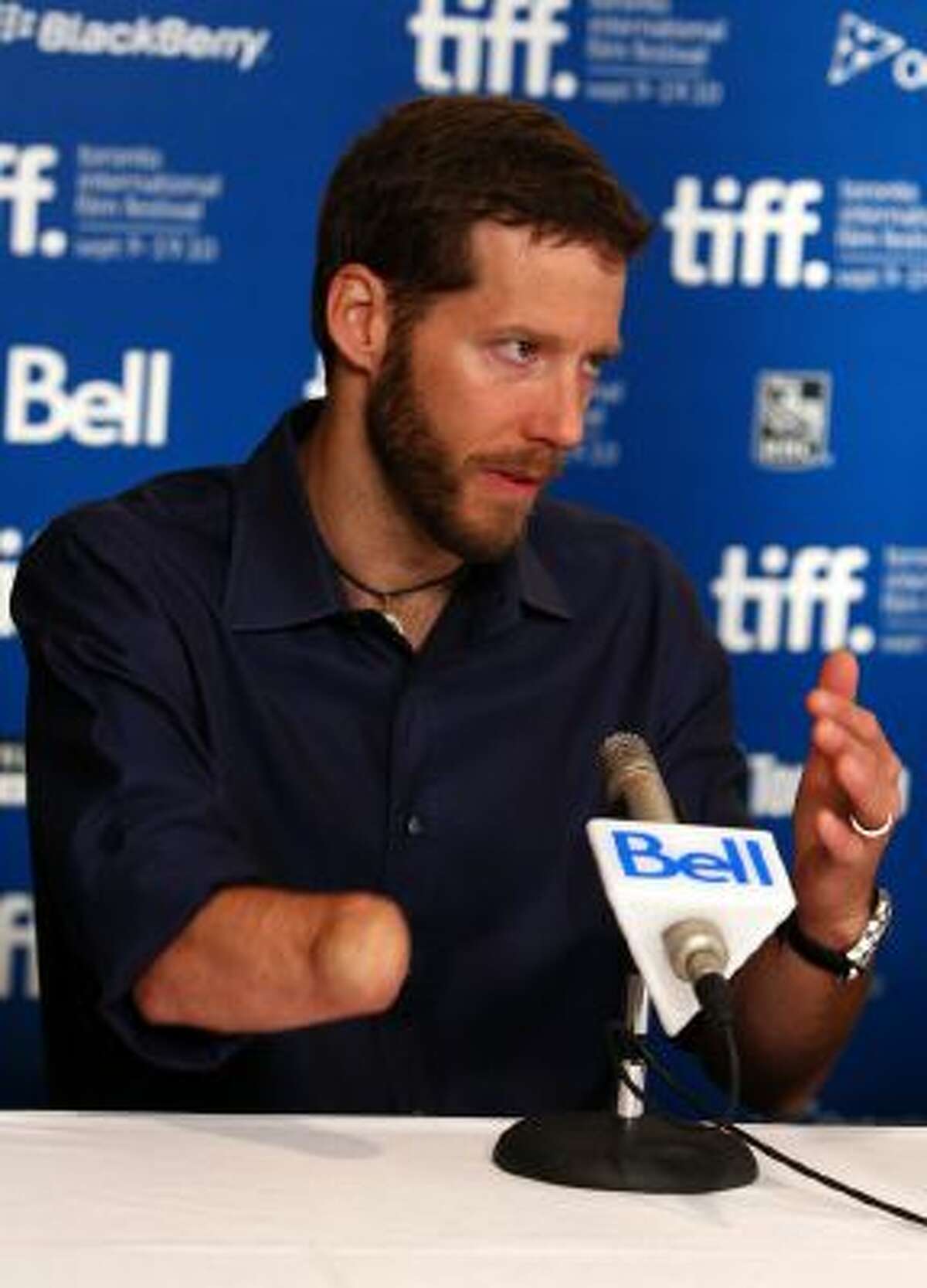 Aron Ralston speaks at "127 Hours" press conference during the 2010 Toronto International Film Festival on September 12, 2010.
