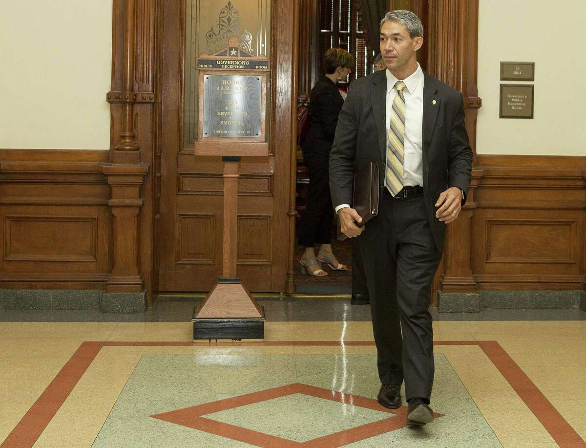 San Antonio Mayor Ron Nirenberg exits the Governor’s Public Reception Room after Monday’s meeting with Gov. Greg Abbott. Nirenberg says he asked the governor to ease a proposal to rein in local officials’ authority over property tax increases and expressed his concerns about the “vitriol” generated by Abbott’s special session agenda.
