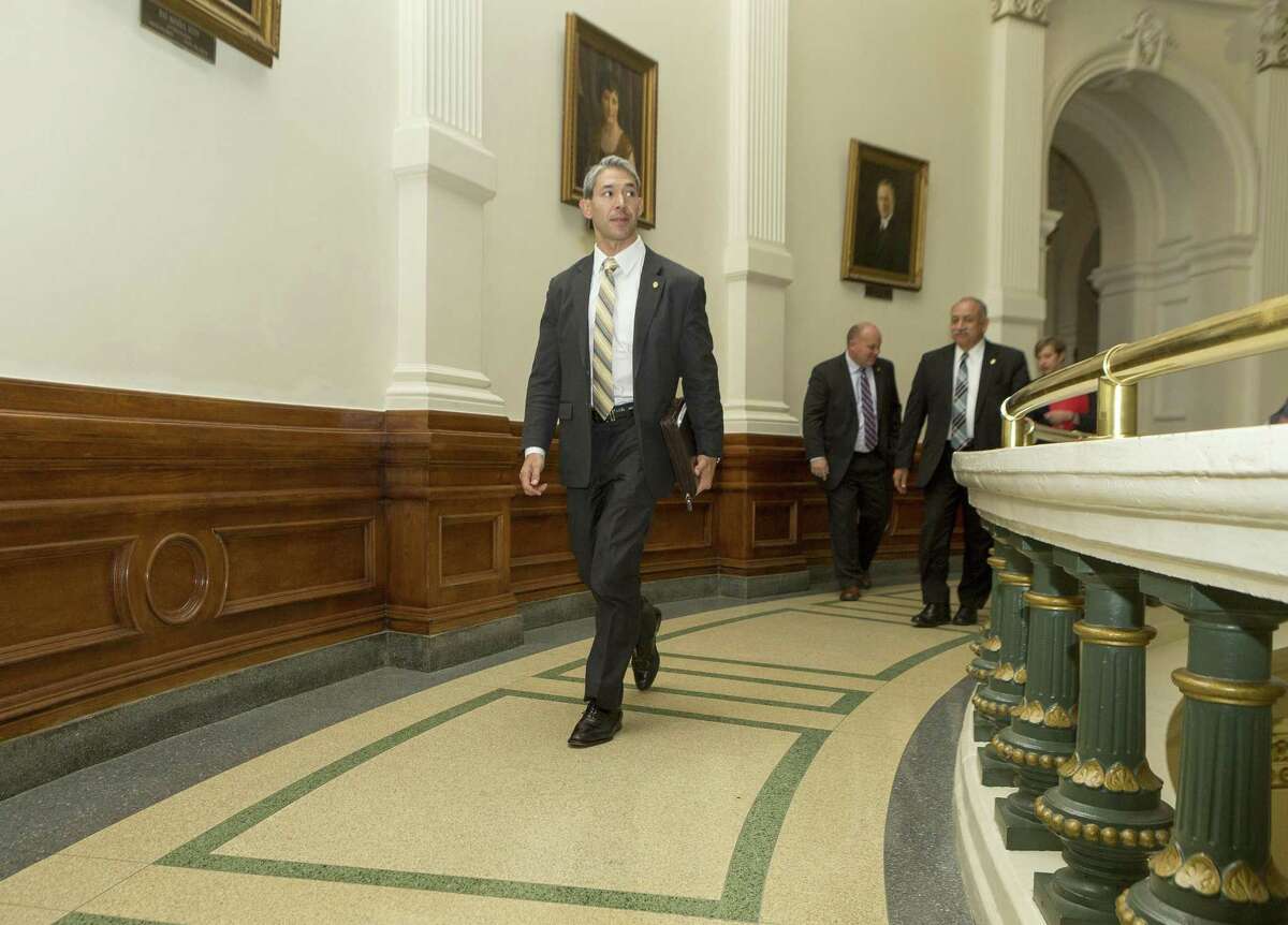 San Antonio Mayor Ron Nirenberg walks around the rotunda on the second floor after meeting with Gov. Greg Abbott at the Texas Capitol in Austin on Monday.