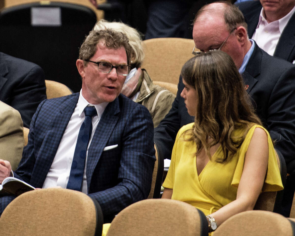 TV chef Bobby Flay, left at the Fasig-Tipton Sales of select yearlings on the first of two nights Aug. 7, 2017 in Saratoga Springs, N.Y. (Skip Dickstein/Times Union)